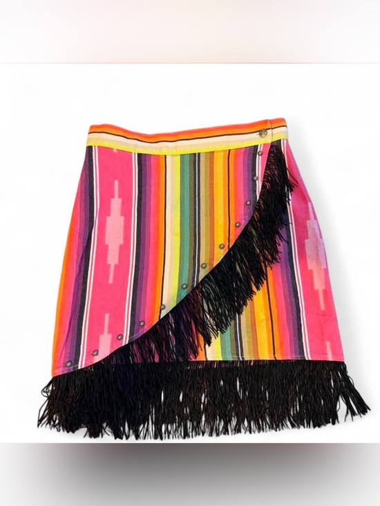 Silver Jeans Dresses & Skirts - Silver Jeans Pink Multi-Stripe Fringe Mini Skirt